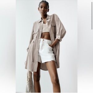 Zara - Relaxed Fit Overshirt in Sand - Small